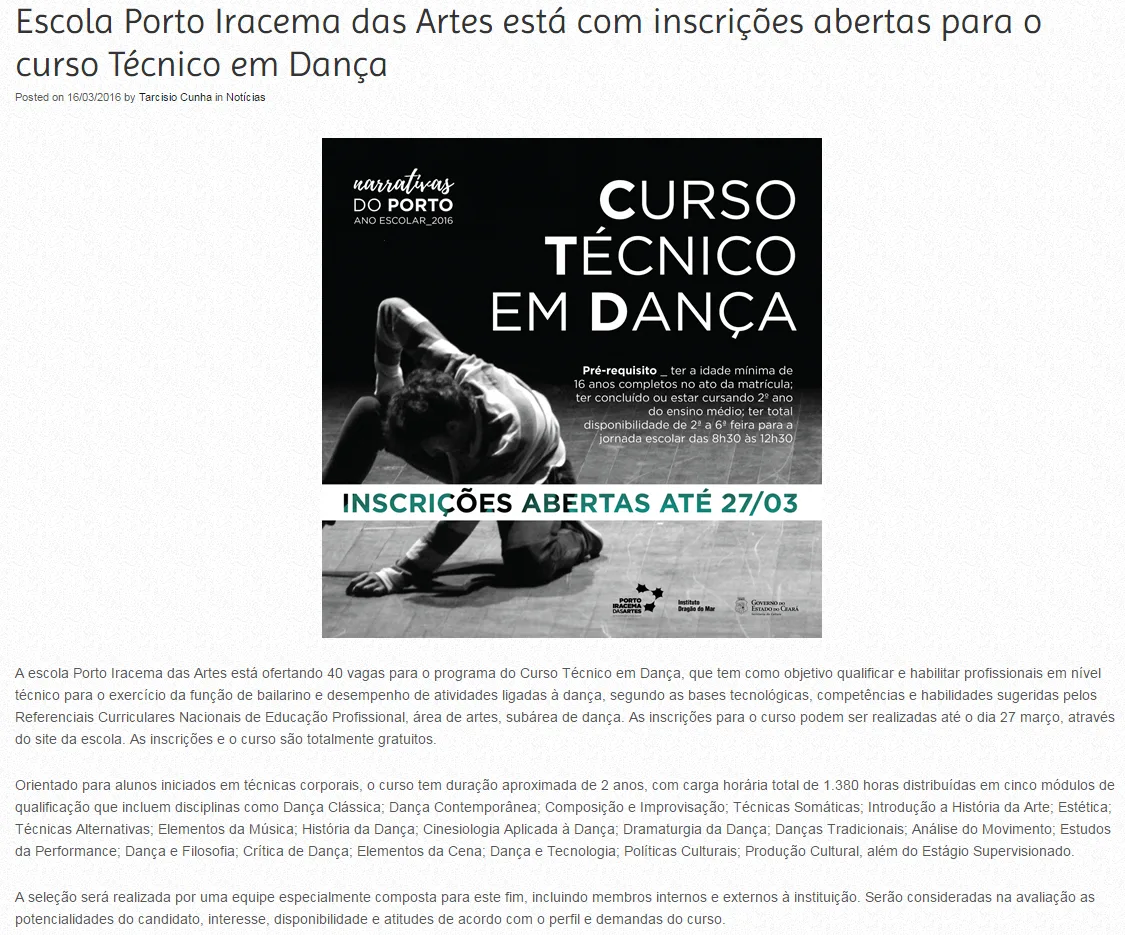agenda de dança insriçoes curso dança  16.3