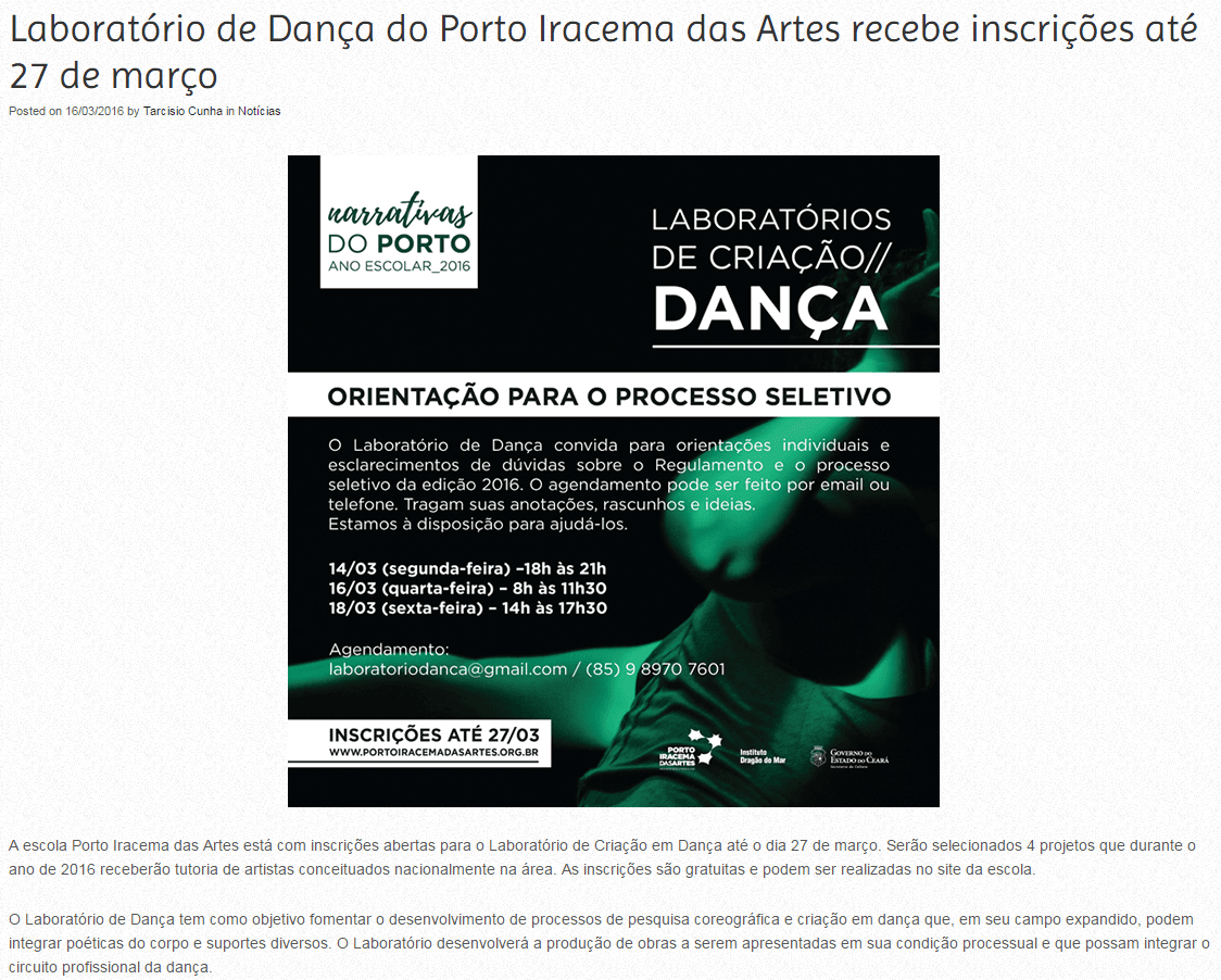 agenda de dança insriçoes lab de cria dança  16.3
