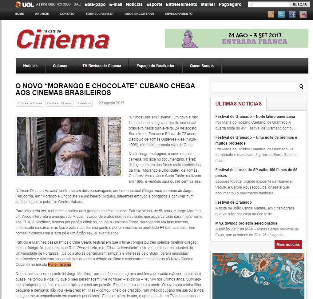 23.08.17 1 Revista de Cinema UOL O novo Morango e Chocolate cubano chega aos cinemas brasileiros