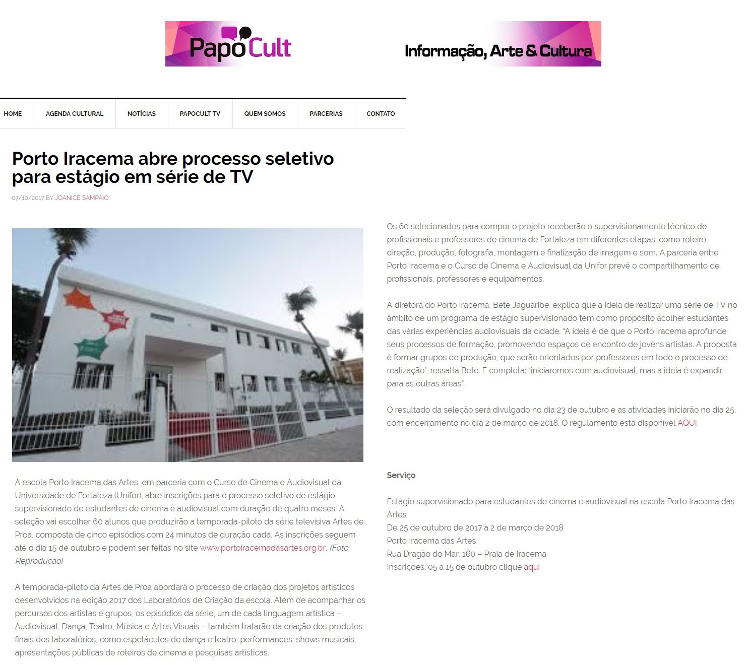 07.10.17 1 pc porto iracema abre processo seletivo para estagio em serie de tv