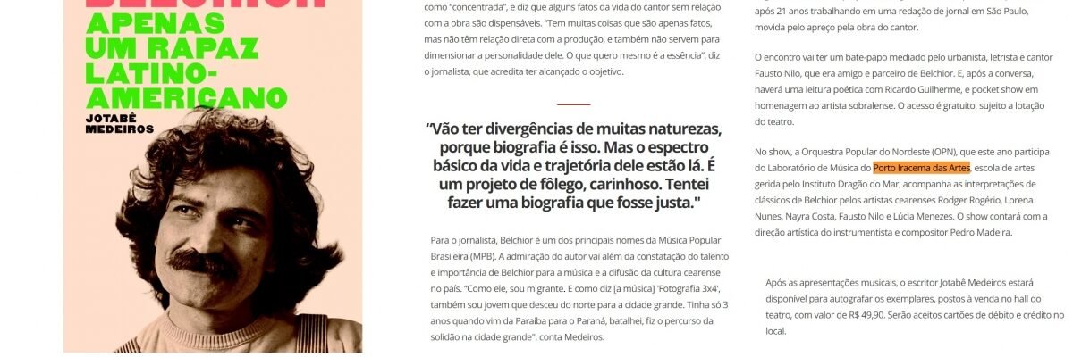 03.10.17-2 G1CE -- Biografia de Belchior será lançada em Fortaleza nesta quinta-feira