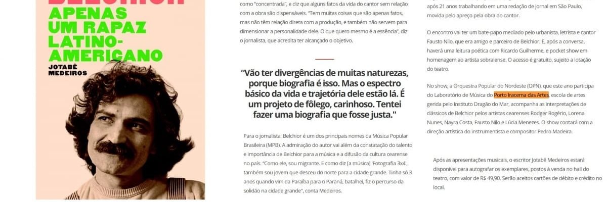03.10.17-2 G1CE -- Biografia de Belchior será lançada em Fortaleza nesta quinta-feira