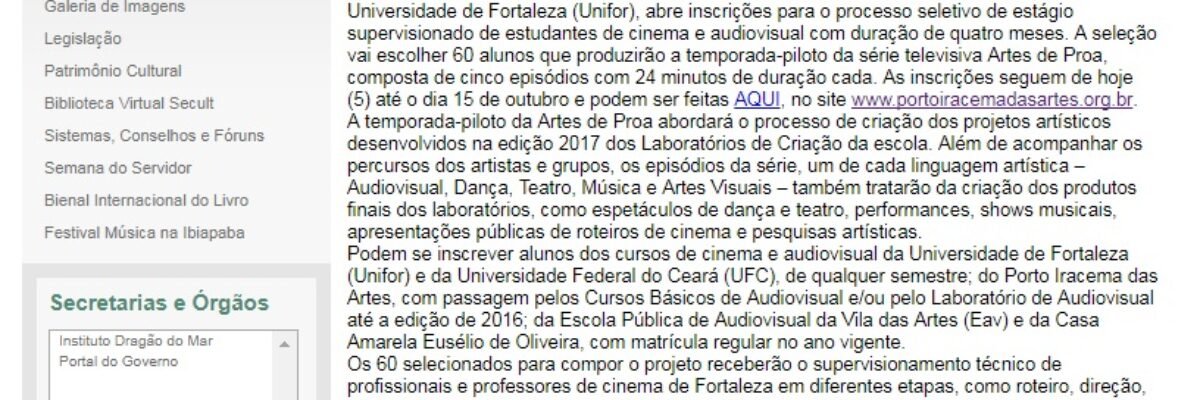 10.10.17-1 Porto Iracema abre processo seletivo para estágio em série de TV