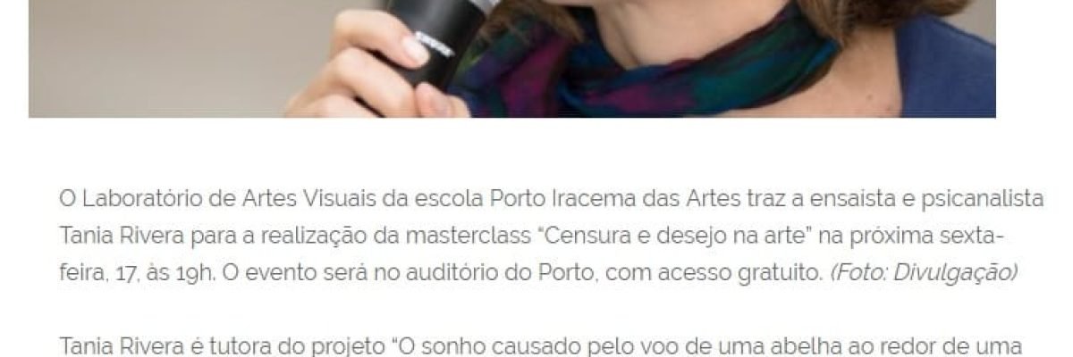 14.11.17-1 PC -- Porto Iracema recebe Tania Rivera para masterclass sobre censura na arte