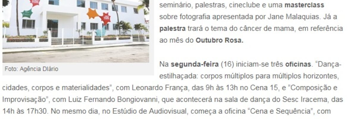 16.10.17-3 RVD -- Porto Iracema das Artes oferece palestras e oficinas; confira programação da semana