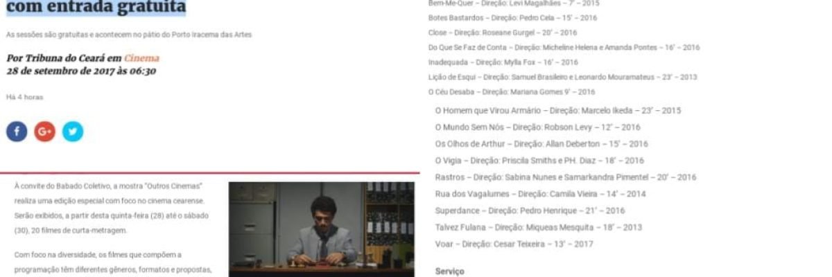 28.09.17-2 TC -- Mostra exibe 20 curtas cearenses com entrada gratuita