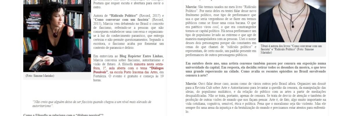 29.11.17-3 REL -- Estamos nos tornando gravemente autoritários, diz Marcia Tiburi
