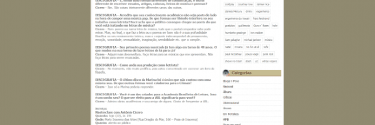 10.06.2015 - Antônio Cícero ministra masterclass no Porto Iracema. Confira bate papo com o compositor   Discografia