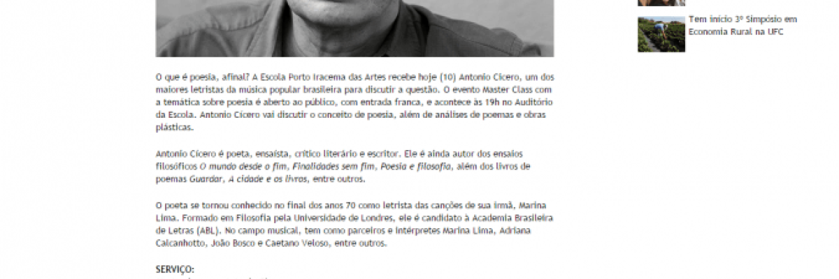 Antonio Cicero realiza Master Class no Porto Iracema