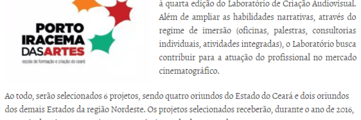 Laboratório de Criação Audiovisual – Portal Bureau Cultural  – 9.3.16